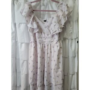 Cicidudu Floral Ruffle Mini Dre Lavender Purple Smocked Back Tiered Skirt L 1824